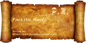 Pantits Manó névjegykártya